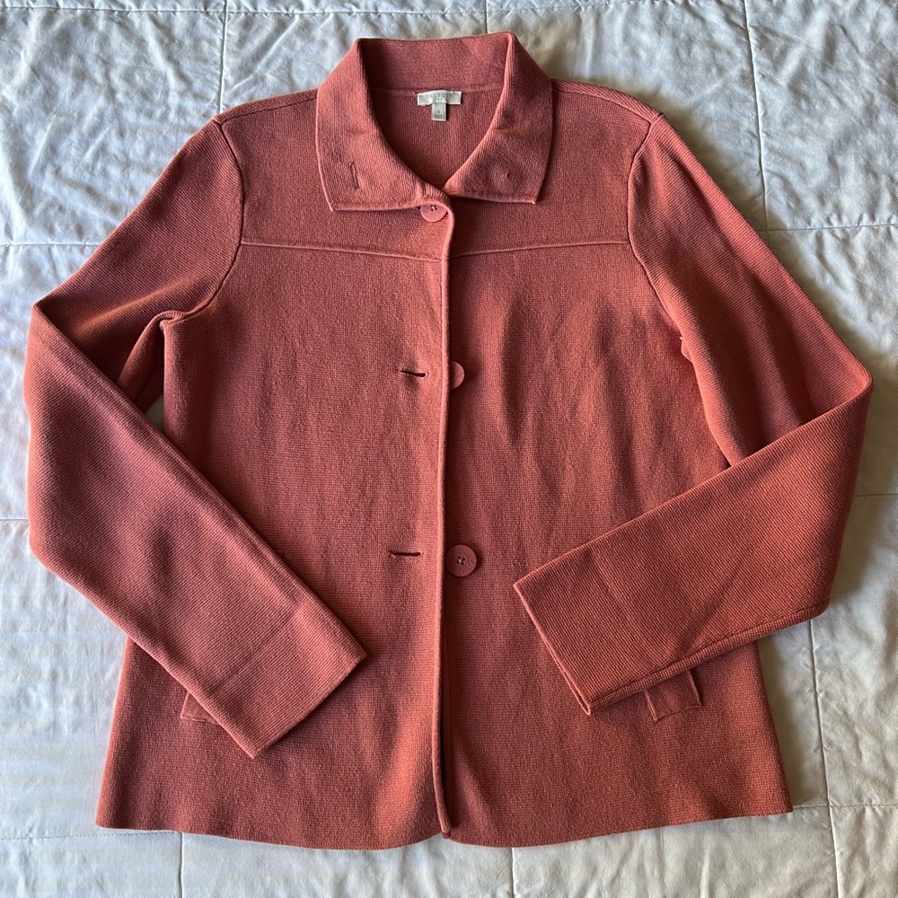 Thick cotton cardigan sweater small Talbots button long sleeve Sedona excellent